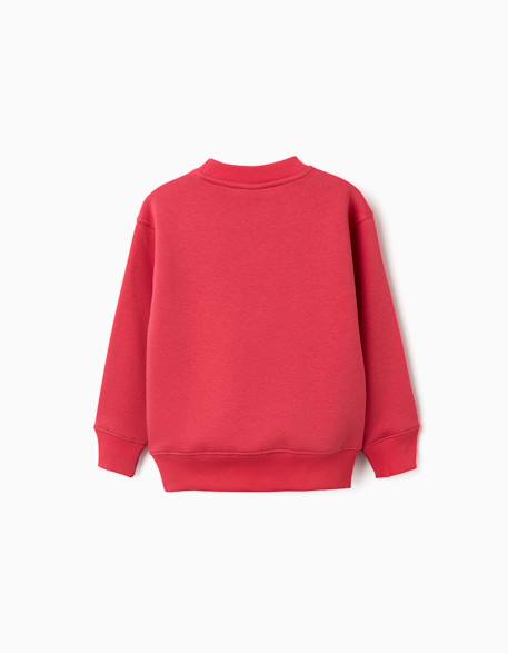 Sweat en coton peigné avec imprimé make again Rouge 2 - vertbaudet enfant 