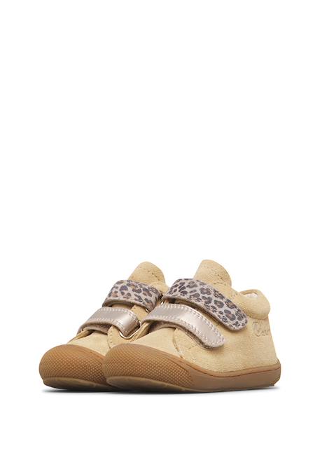 Chaussures premiers pas bébé fille en daim corkel à scratch Sable-rose poudré 5 - vertbaudet enfant 