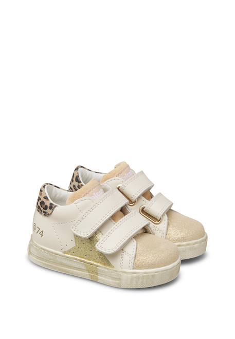Baskets bébé fille en cuir et daim salazar 3 à scratch Or-marron clair 2 - vertbaudet enfant 