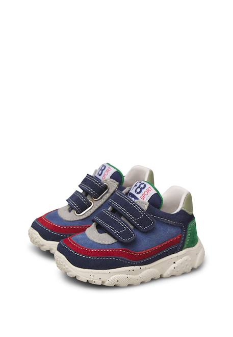 Baskets bébé garçon en daim amantea 2 à scratch Bleu marine-rouge+Tourterelle-militaire 5 - vertbaudet enfant 