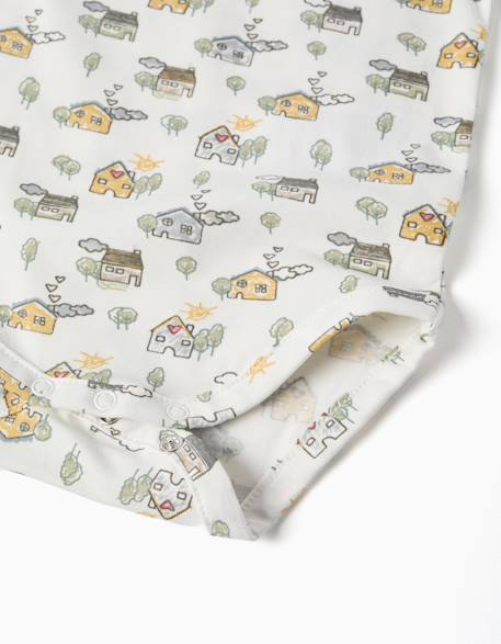 Body à manches longues avec motif maison et arbre Blanc 4 - vertbaudet enfant 