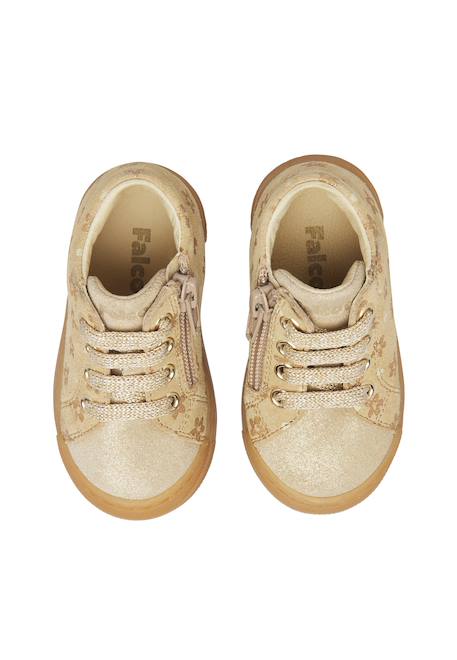 Baskets bébé fille en daim snopes à zip Beige-platine 4 - vertbaudet enfant 