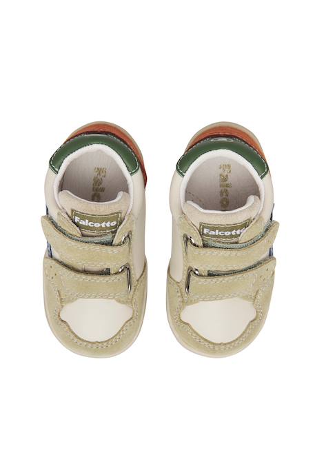 Baskets montantes garçon en cuir et daim alnoite high 2 à scratch Blanc-bleu+Gris-citrouille+Vert-bleu ciel 14 - vertbaudet enfant 