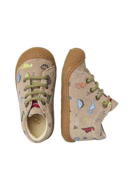 Chaussures premiers pas bébé garçon en daim cocoon Gris tourterelle-vert+Vert-orange 4 - vertbaudet enfant 