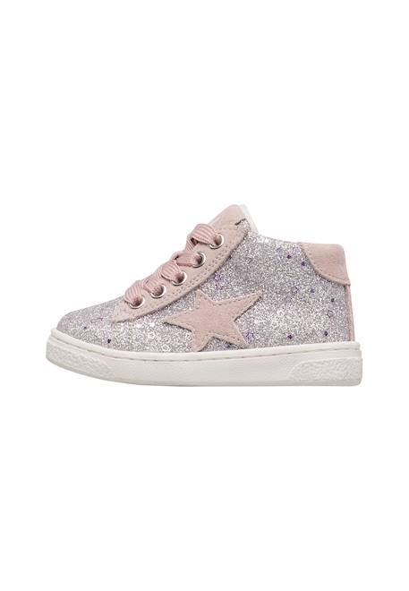 Baskets montantes fille en daim et tissu pailleté pinn high à zip Argent-rose poudré 3 - vertbaudet enfant 