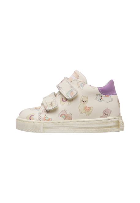 Baskets bébé fille en cuir wompa à scratch Blanc-lilas 3 - vertbaudet enfant 