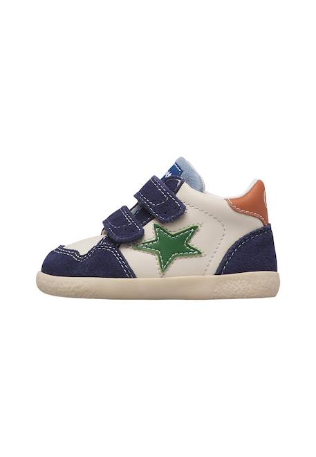 Baskets montantes garçon en cuir et daim alnoite high 2 à scratch Blanc-bleu+Gris-citrouille+Vert-bleu ciel 3 - vertbaudet enfant 