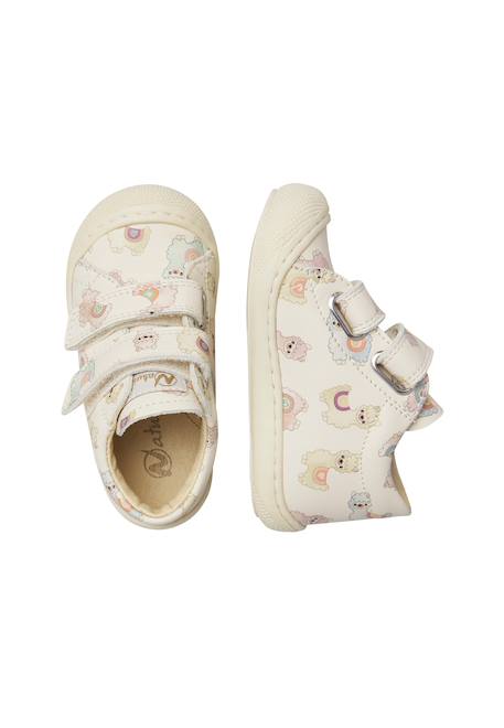 Chaussures premiers pas bébé fille en cuir cocoon à scratch Blanc crème-céleste 4 - vertbaudet enfant 