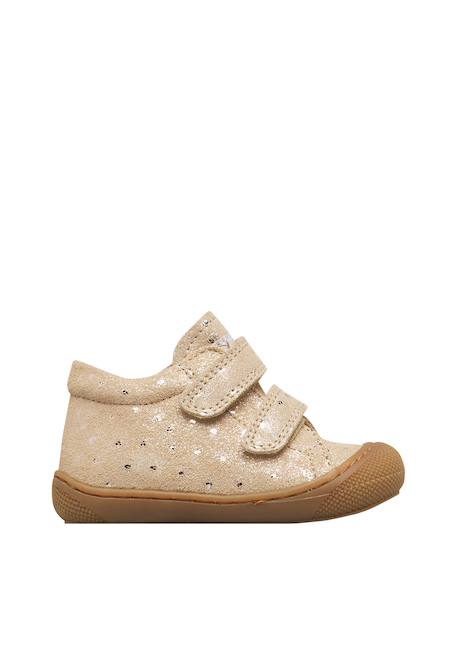 Chaussures premiers pas bébé fille en daim cocoon à scratch Platine-marron 1 - vertbaudet enfant 