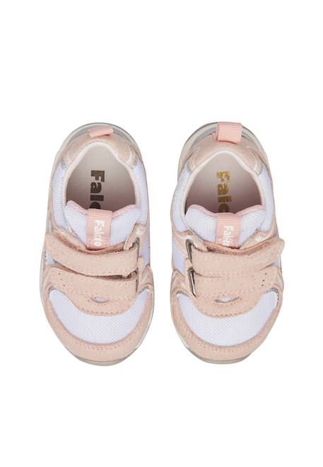 Baskets bébé fille en simili cuir et tissu sulko à scratch Argent-rose 4 - vertbaudet enfant 