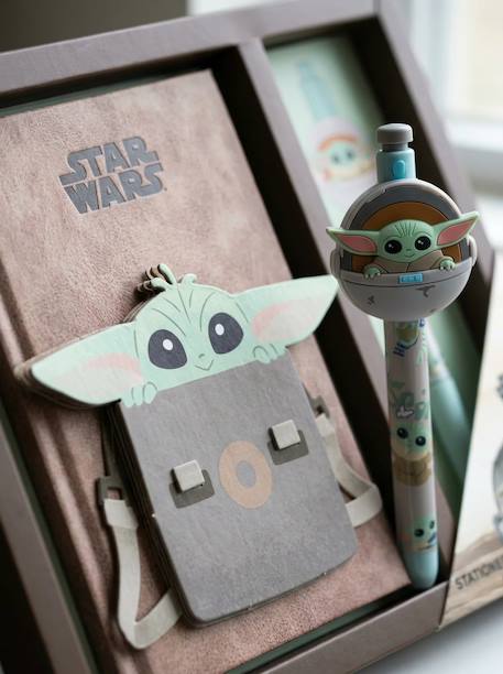 Kit Star Wars carnet couverture 3d et stylo à clip grogu the mandalorian Vert et beige 4 - vertbaudet enfant 