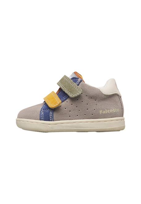 Baskets bébé garçon en cuir et daim kiner à scratch Gris-bleu-vert 3 - vertbaudet enfant 