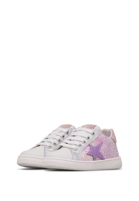 Baskets fille en daim et tissu pailleté pinn à zip Blanc-argenté-rose 5 - vertbaudet enfant 