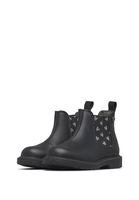 Bottines chelsea fille en cuir piccadilly Noir-argent 5 - vertbaudet enfant 