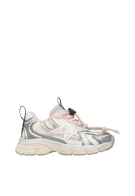 Baskets fille en tissu synthétique wave Argent-rose-blanc 1 - vertbaudet enfant 