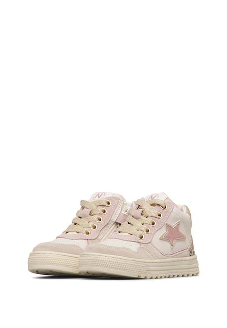 Baskets montantes bébé fille en cuir et daim hess high 3 à zip Blanc-beige-rose poudré 5 - vertbaudet enfant 