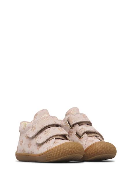Chaussures premiers pas bébé fille en daim cocoon à scratch Rose poudré-platine 2 - vertbaudet enfant 