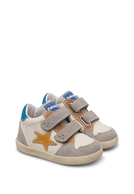 Baskets montantes bébé garçon en cuir et daim alnoite high 2 à scratch Blanc-bleu+Gris-citrouille+Vert-bleu ciel 7 - vertbaudet enfant 