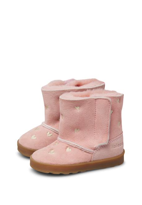 Bottines bébé fille en daim kurl, broderies cœurs Anthracite-noir+Rose-marron 10 - vertbaudet enfant 