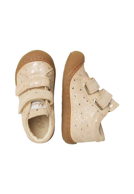 Chaussures premiers pas bébé fille en daim cocoon à scratch Platine-marron 4 - vertbaudet enfant 