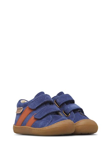 Chaussures barefoot bébé en cuir et daim sabby à scratch Bleu-orange+Cognac-gris foncé+Marron clair+Marron-vert olive 2 - vertbaudet enfant 