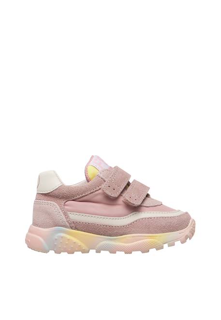 Baskets fille en cuir et tissu technique amantea 2 à scratch Rose-jaune 1 - vertbaudet enfant 
