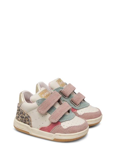 Baskets bébé fille en cuir et daim klip 4 à scratch Rose-platine 2 - vertbaudet enfant 