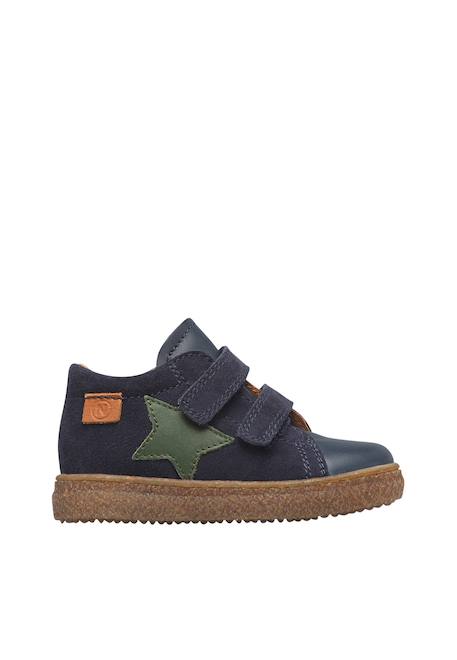 Baskets enfant en cuir et daim albus star à scratch Bleu-vert+Marron-marine 1 - vertbaudet enfant 