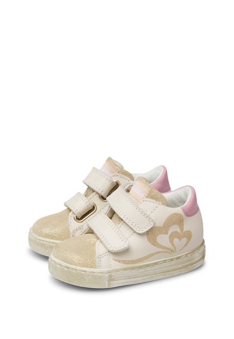 Baskets bébé fille en cuir et daim yelai à scratch Blanc-argenté+Blanc-platine 10 - vertbaudet enfant 