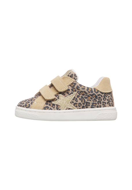 Baskets fille en daim imprimé léopard pinn à scratch Beige-marron 3 - vertbaudet enfant 