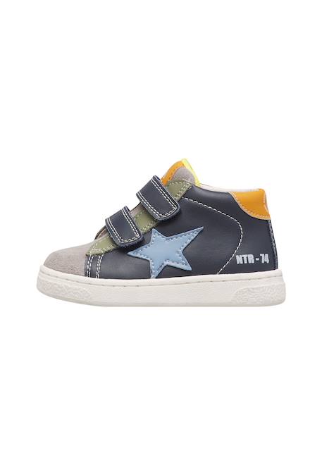 Baskets montantes garçon en cuir et daim pinn high à scratch Gris-bleu-vert olive 3 - vertbaudet enfant 