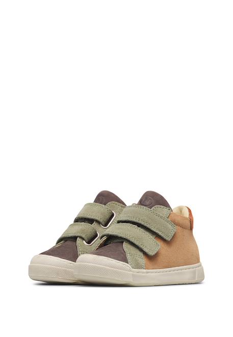 Baskets bébé garçon en daim lovan à lacets et scratch Marron-gris-vert olive 5 - vertbaudet enfant 