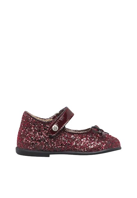 Ballerines bébé fille en vernis et tissu pailleté ballet Bordeaux 1 - vertbaudet enfant 