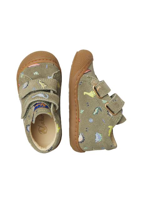Chaussures premiers pas bébé garçon en daim cocoon à scratch Gris tourterelle-marron+Vert olive-marron 9 - vertbaudet enfant 