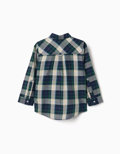 Chemise en coton à manches longues à carreaux b&s Bleu foncé 3 - vertbaudet enfant 