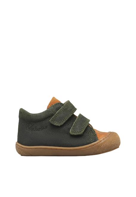 Chaussures premiers pas bébé garçon en daim cocoon à scratch Marine-vert olive+Vert foncé-marron 6 - vertbaudet enfant 