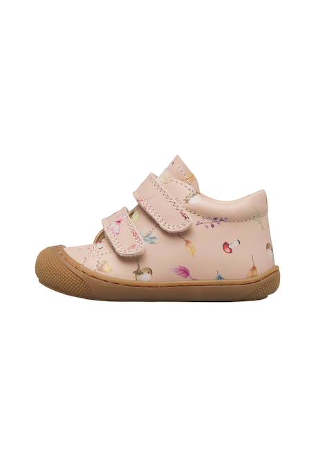 Chaussures premiers pas bébé fille en cuir cocoon à scratch Rose poudré-marron 3 - vertbaudet enfant 