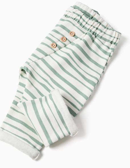 Pantalon en coton peigné à rayures Blanc 3 - vertbaudet enfant 