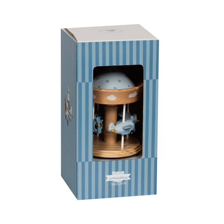 Carrousel musical avion   en bois Bleu 2 - vertbaudet enfant 