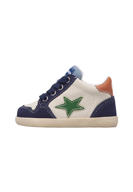 Baskets montantes garçon en cuir et daim alnoite high 2 Blanc-bleu 3 - vertbaudet enfant 