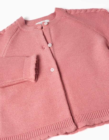 Cardigan en maille avec détails torsadés Rose 3 - vertbaudet enfant 