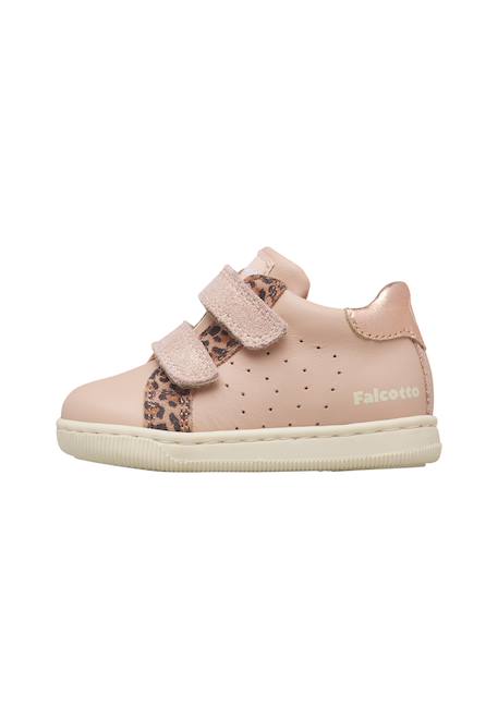 Baskets bébé fille en cuir et daim kiner à scratch Rose-marron 3 - vertbaudet enfant 