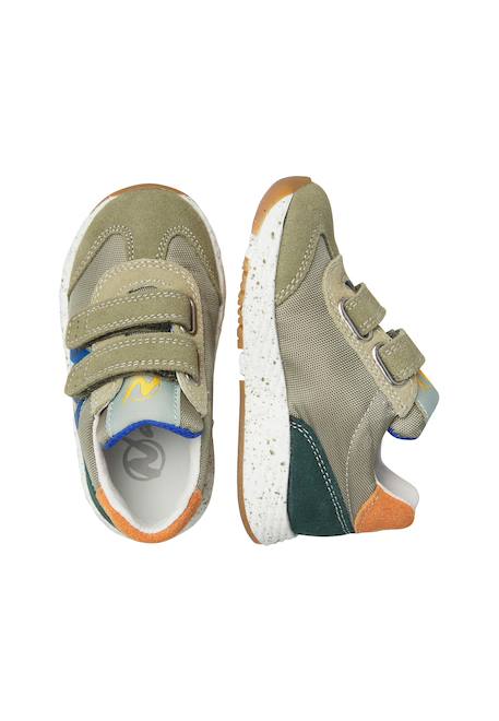 Baskets garçon en cuir et tissu jesko 2 à scratch Beige-marron-vert+Gris-blanc-orange+Kaki-vert-bleu ciel 14 - vertbaudet enfant 