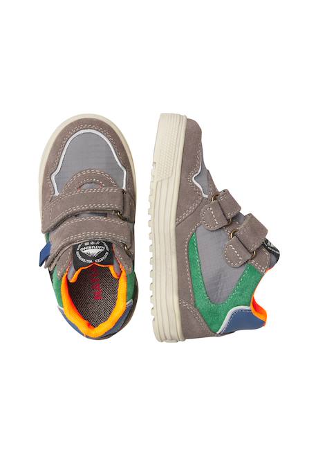 Baskets garçon en daim et tissu wanny à scratch, imperméables Anthracite-vert 4 - vertbaudet enfant 