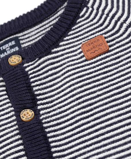 Combinaison 100% coton bébé Fond naturel raye indigo 2 - vertbaudet enfant 