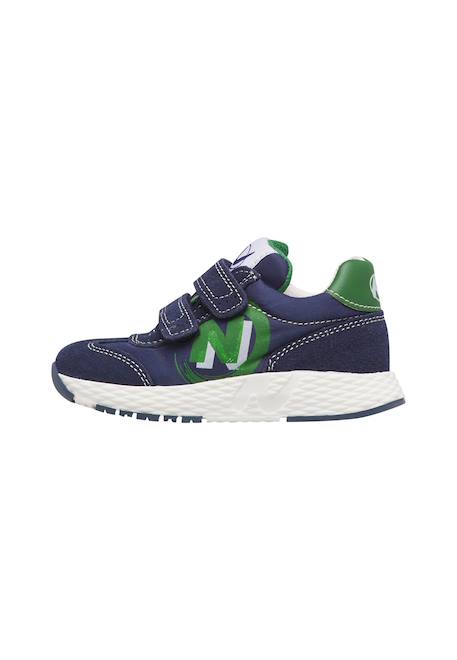 Baskets garçon en cuir et tissu jesko 2 à scratch Bleu-vert-blanc 3 - vertbaudet enfant 
