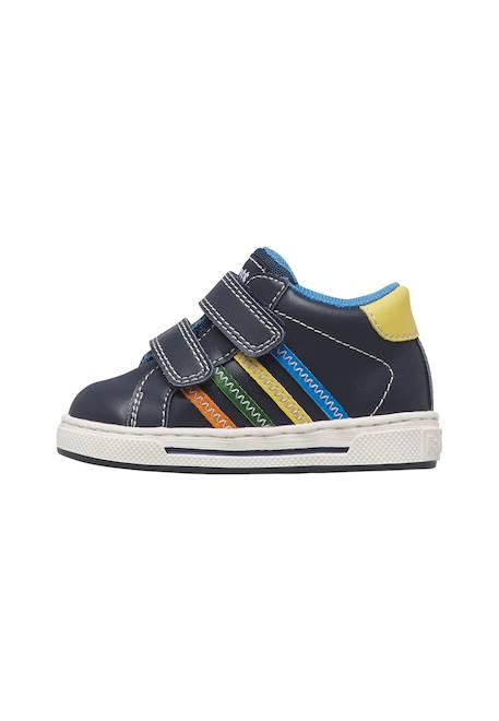 Baskets bébé garçon en cuir truby à scratch Bleu-jaune 3 - vertbaudet enfant 