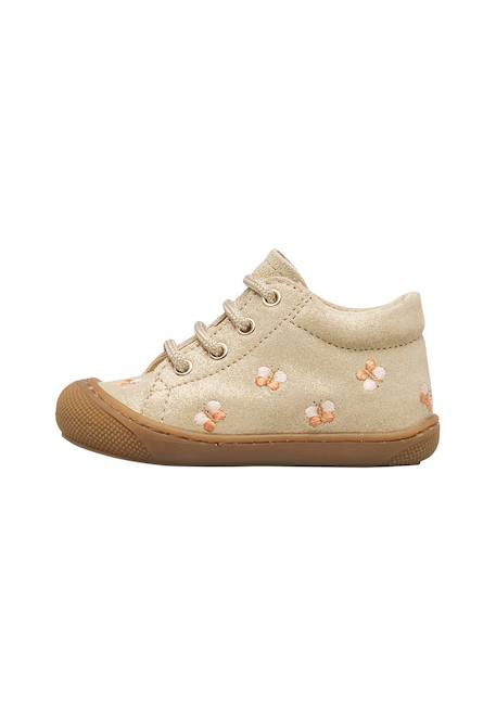 Chaussures premiers pas bébé fille en daim cocoon, broderies papillons Platine-marron 3 - vertbaudet enfant 