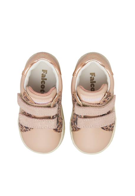 Baskets bébé fille en cuir et daim kiner à scratch Rose-marron 4 - vertbaudet enfant 