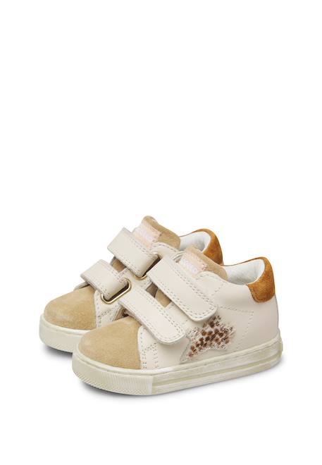 Baskets bébé fille en cuir et daim sasha à scratch Blanc-beige 5 - vertbaudet enfant 